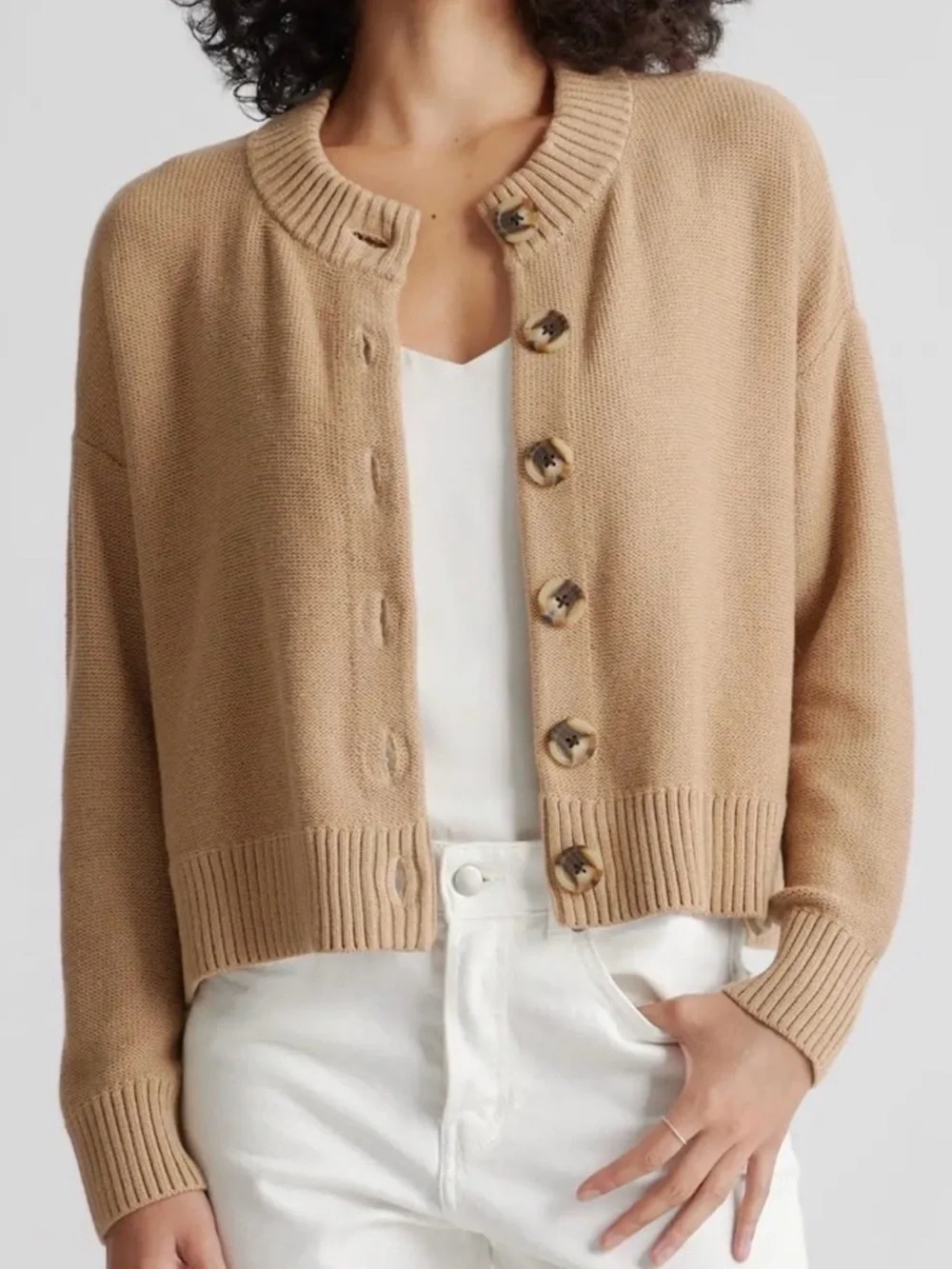 Quince 100% Organic Cotton Cropped Cardigan